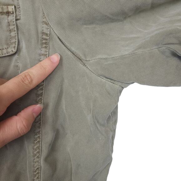 Lucky Brand Womens Military Style Shacket Sz Large Cinch Waist Roll Tabs Olive - Picture 5 of 14